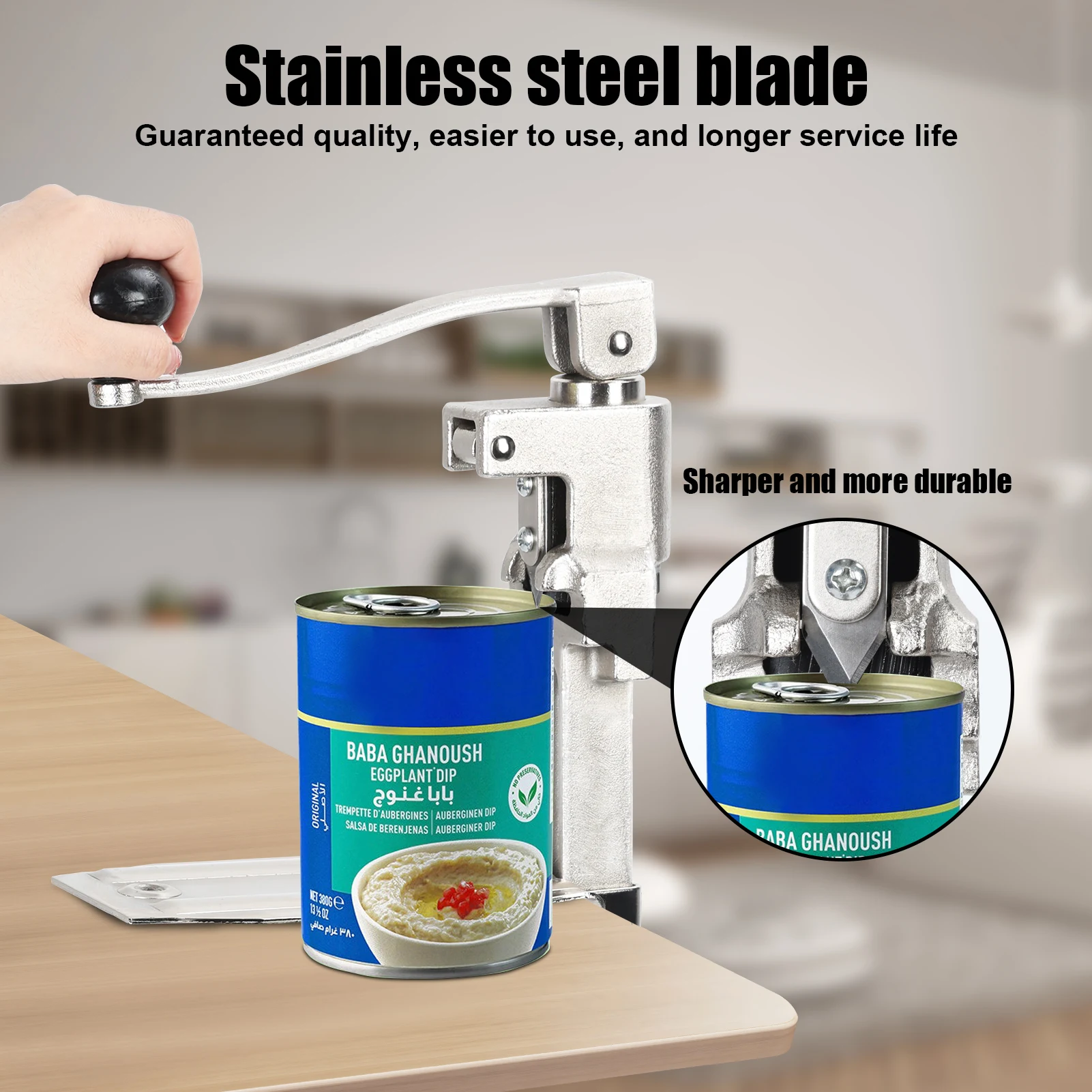 

Manual Can Opener Commercial Table Clamp Large Cans Heavy Duty Can Opener Base Adjustable Height Jar Opener Stainless Blade