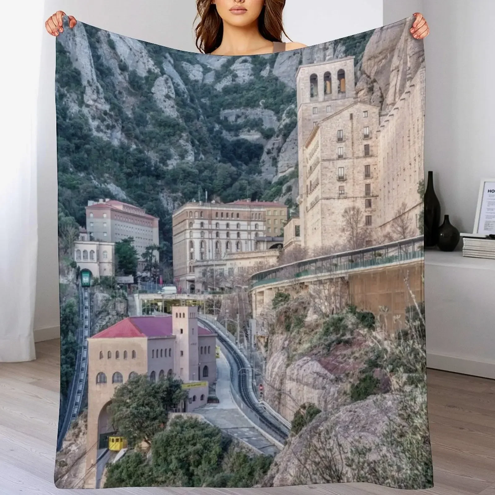 Santa Maria de Montserrat Abbey, Catalonia, Spain Throw Blanket Stuffeds Warm Blankets