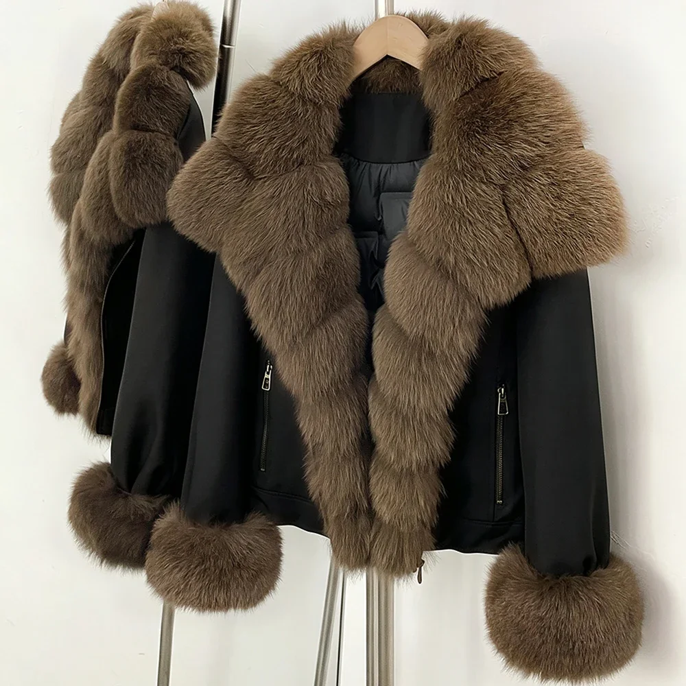 OFTBUY Neue Winter-Daunenjacke für Damen mit Echtem Fuchspelzkragen, Natürliche Pelz-Pufferjacke, Pelzmanschetten, Lässiger Mantel, Oberbekleidung – Detail 8