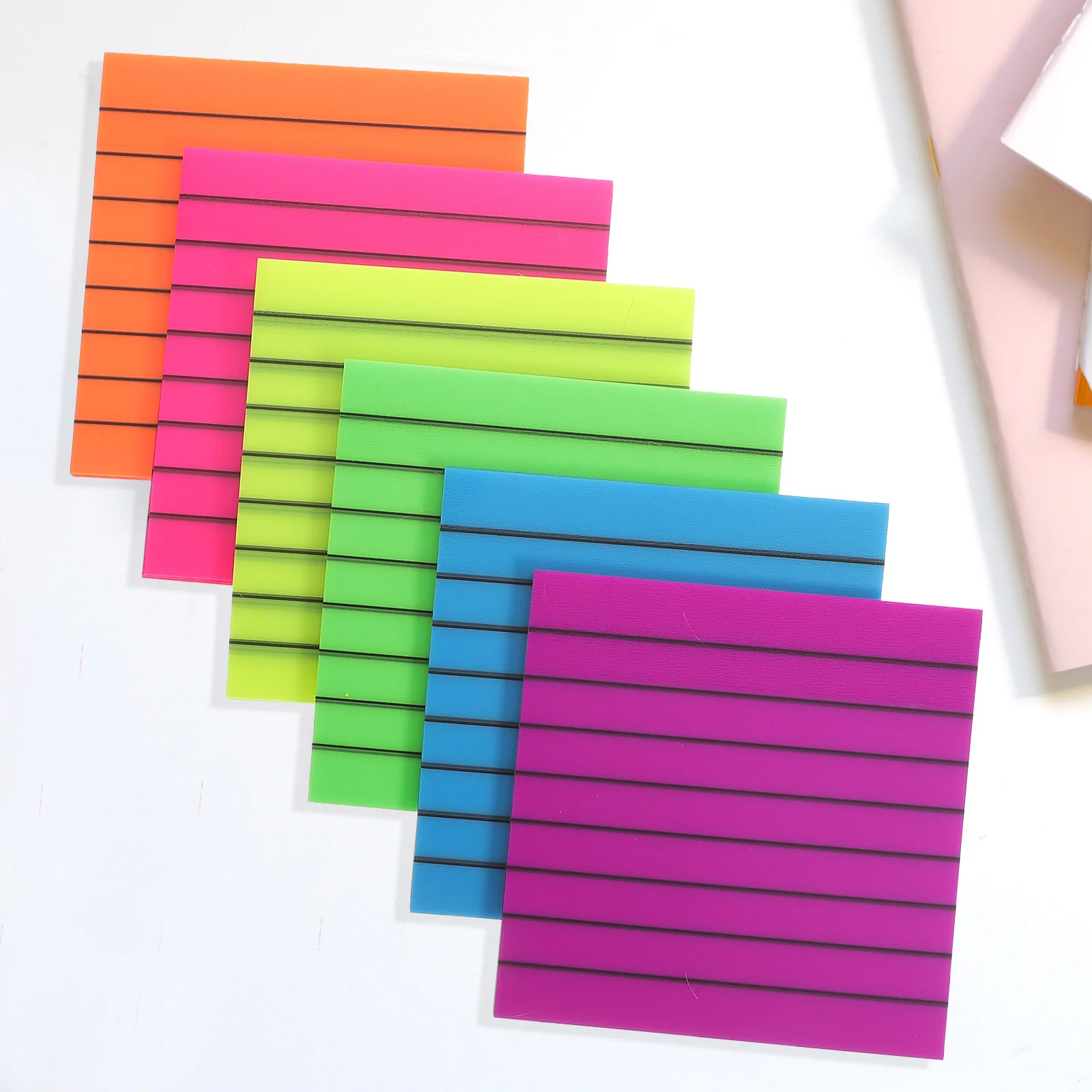 6Set Strip Baca Warna-warni Penanda Halaman Fluoresensi Transparan Strip Sorot Profesional Stiker Catatan Kantor Sekolah