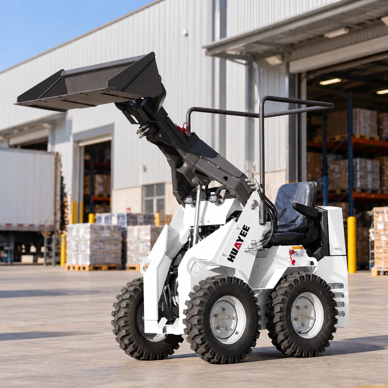 Mini Skid Steer Loader Wheel Type Compact Front Loader Hydraulic Small Skid Steer with Attachments for Garden Farm Earth Moving