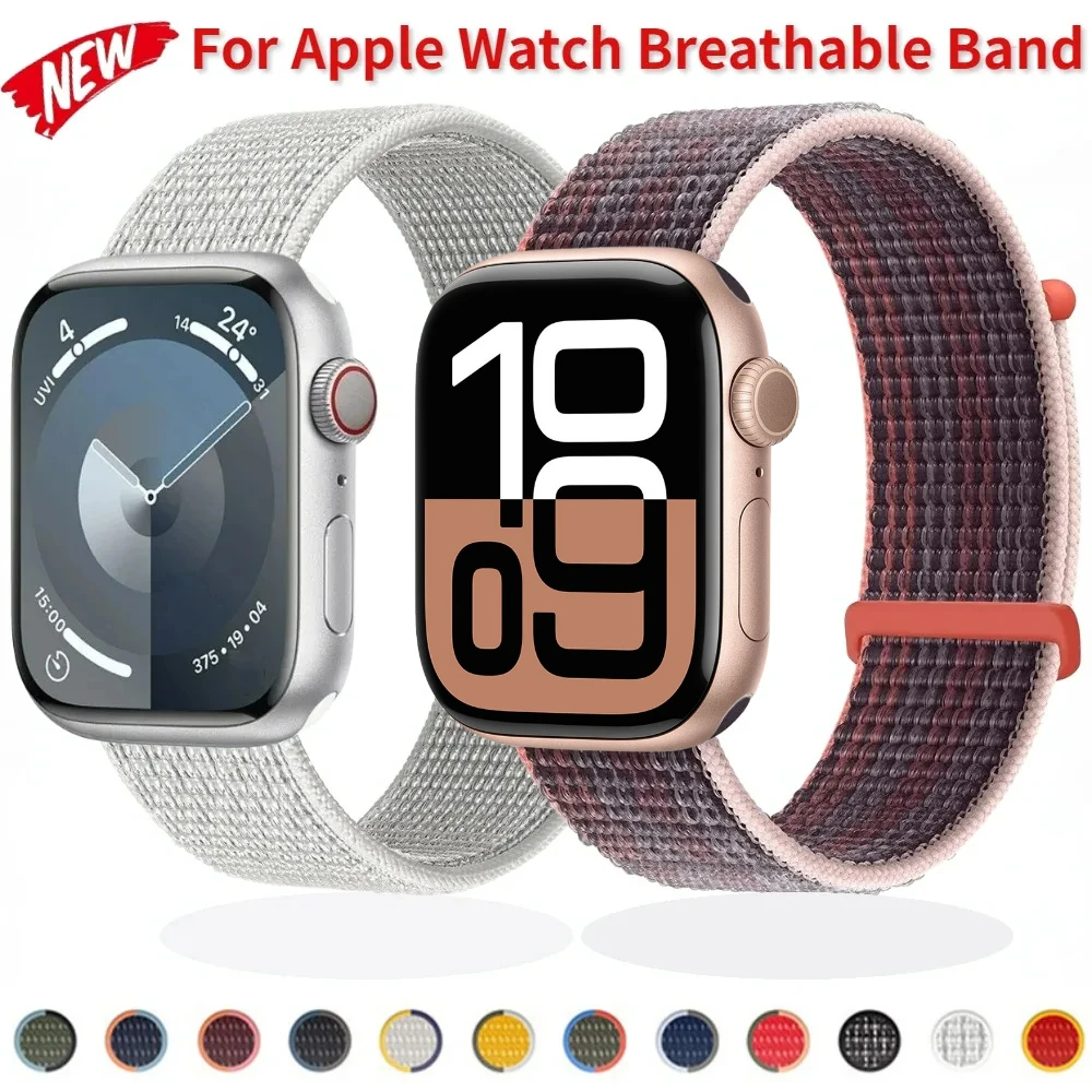 Ademende Nylon Band Voor Apple Horlogeband 45Mm 41Mm 49Mm 44Mm 40Mm 46Mm 42Mm Armband Lusband Iwatch Ultra 10 9 8 7 6 5 Se 3