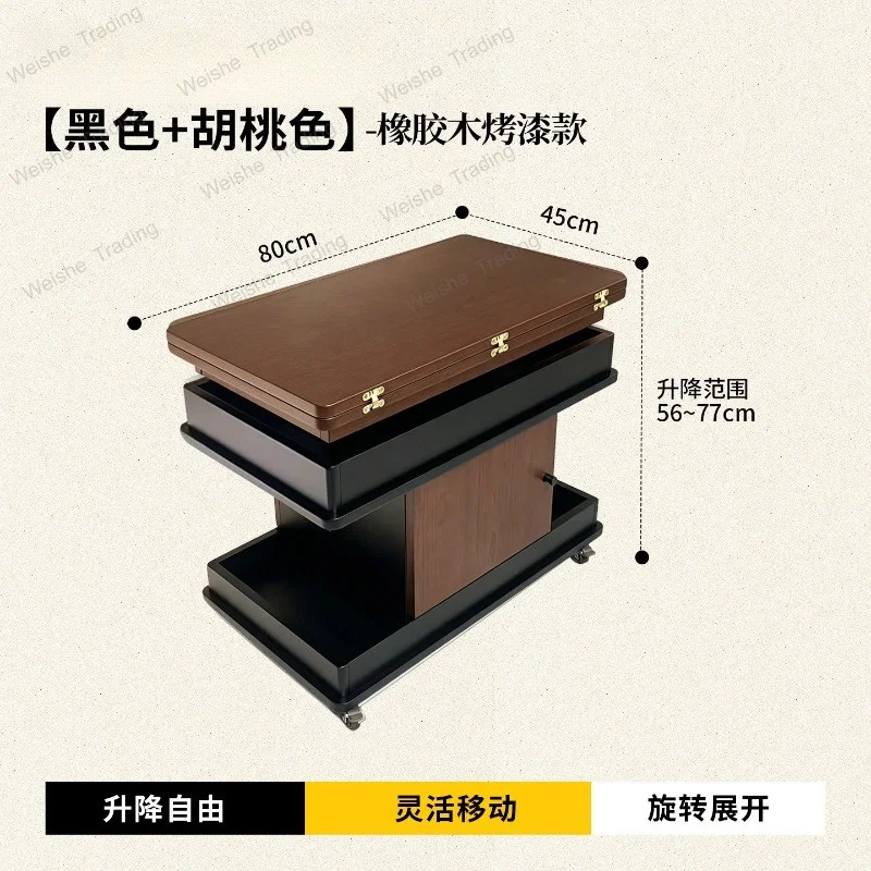 Solid wood folding edge table movable lift coffee table antique sofa side snack cabinet
