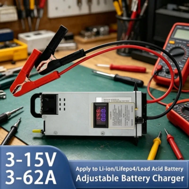 3-15V 3-62A 12V 62A Adjustable Charger 14.6V 62A 12.6v 62A 50A 40A 30A Lithium Polymer For Lithium Ion Battery Lead Acid Battery