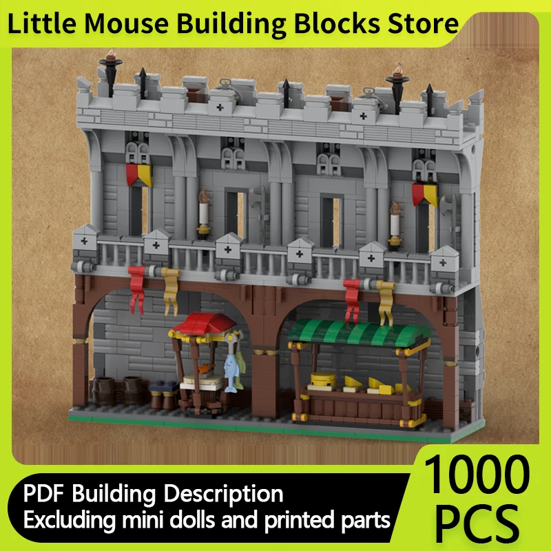 

Medieval Castle Model MOC Building Bricks Red Castle Wall Segment Modular Technology Gifts Holiday Assemble Children Toys Suit