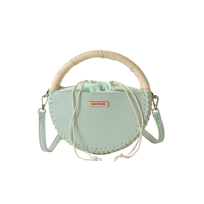 Półokrągłe torebki z PU i słomy 2024 Moda Nowe kompaktowe poczucie luksusu Unikalny design Damskie torby na ramię i crossbody