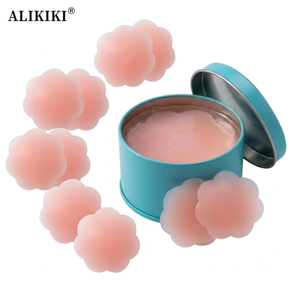 4 Pairs Reusable Silicone Nipple Covers with Travel Case Flower Shaped Sticky Breast Petals Adhesive Breast Stickers Pasties