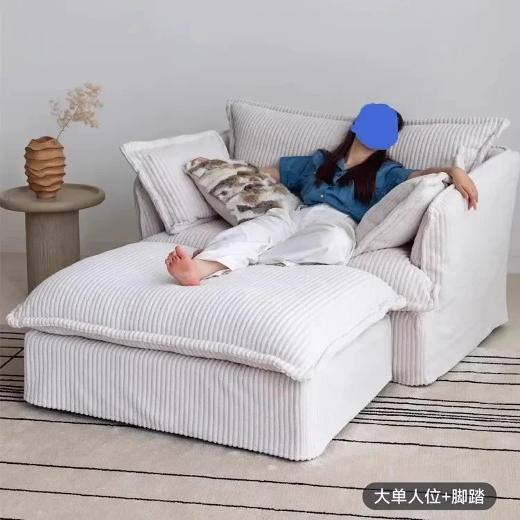 Nordic simple removable sofa single fabric corduroy creative lazy cream wind sitting deep sofa