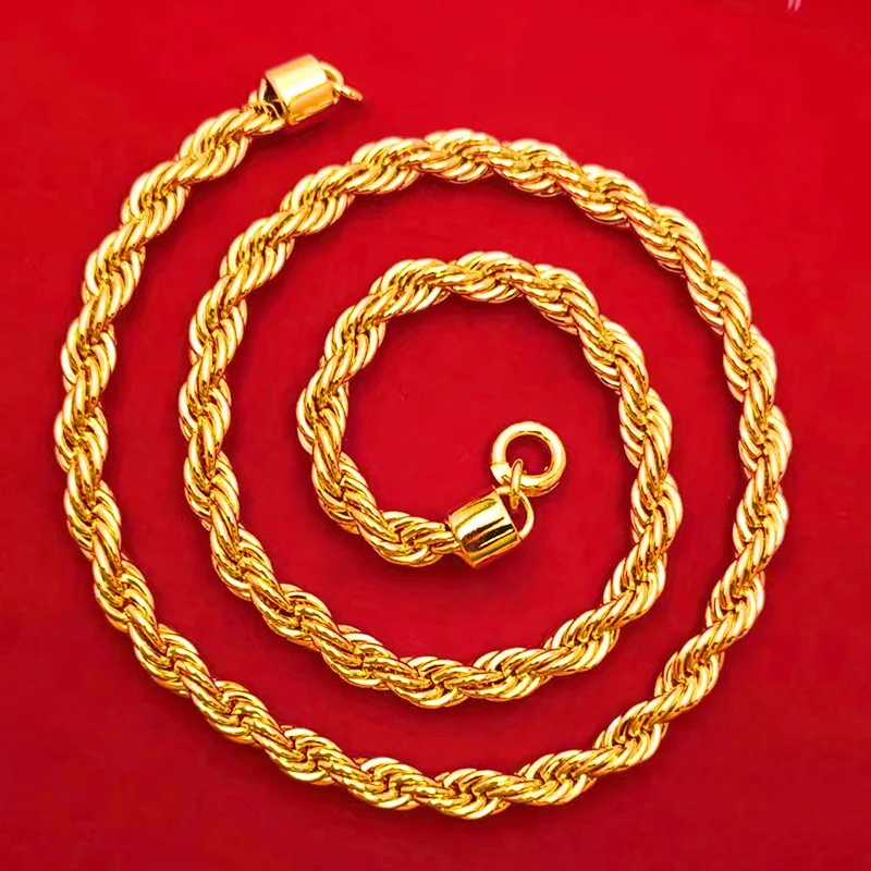 Cutout twist keel necklace men's fashion trend collar bone chain jewelry 9999gold
