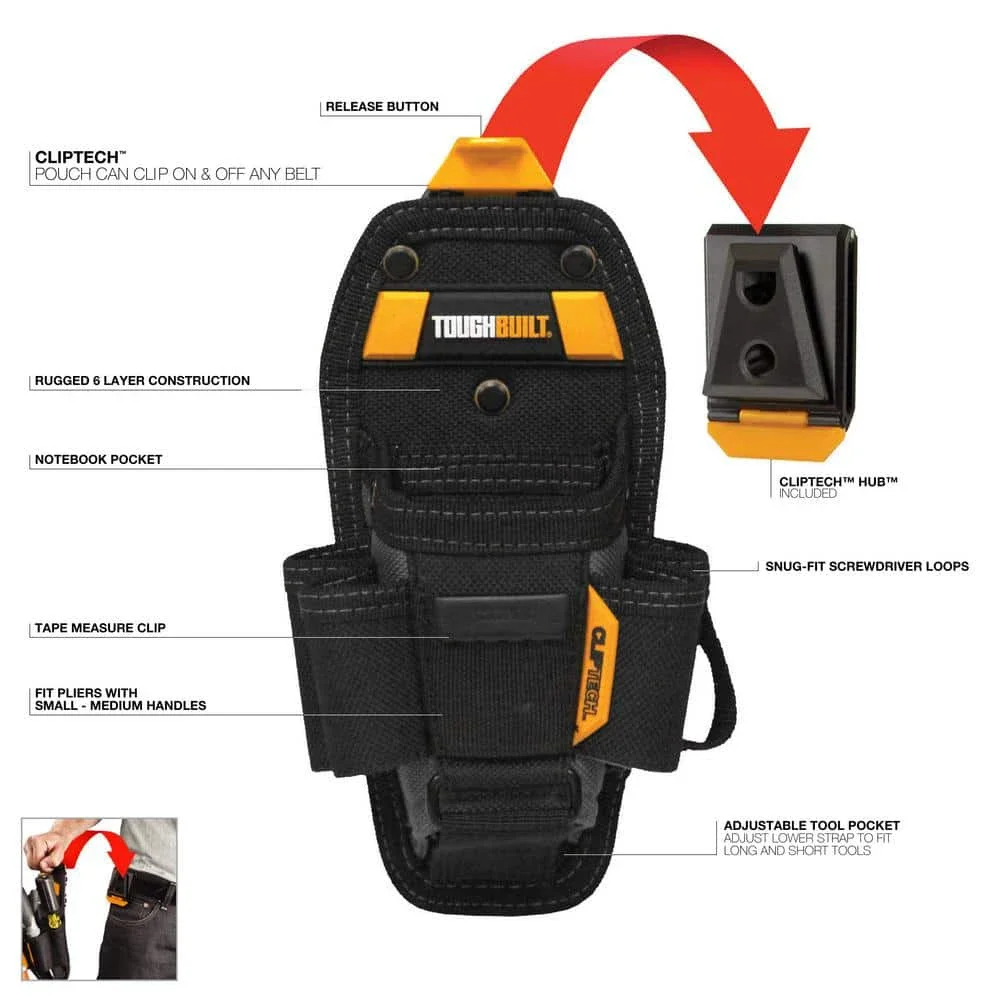 TOUGHBUILT TB-CT-36-M7/TB-CT-36-L7 Custodia da tecnico a 7 tasche - Custodia da cintura per organizer per attrezzi media/grande Accessori per attrezzi