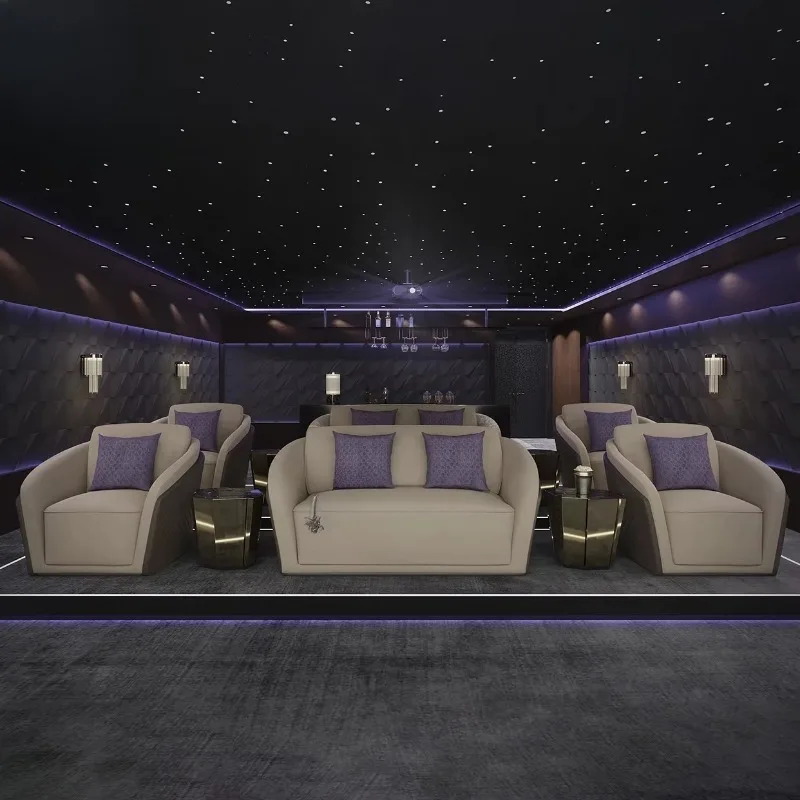Luxury Italian Furniture Villa Project Audio Visual Room Cinema Sofa Set