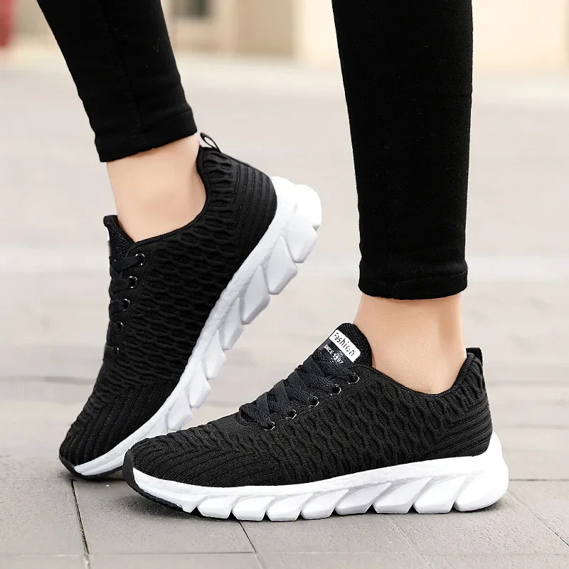 New Women Shoes Flats Fashion Casual Ladies Shoes Woman Lace-Up Mesh Breathable Female Sneakers Zapatillas Mujer