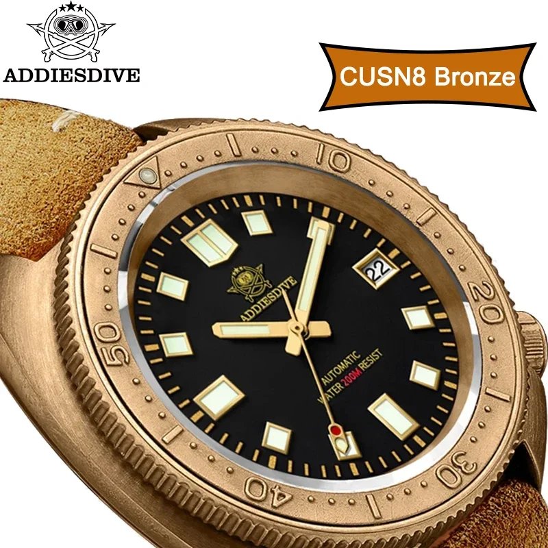 ADDIESDIVE Top brand CUSN8 Bronze Case  Automatic Mechanical Watch 200M Diving Super Luminous Watches AD2104 relogios masculinos