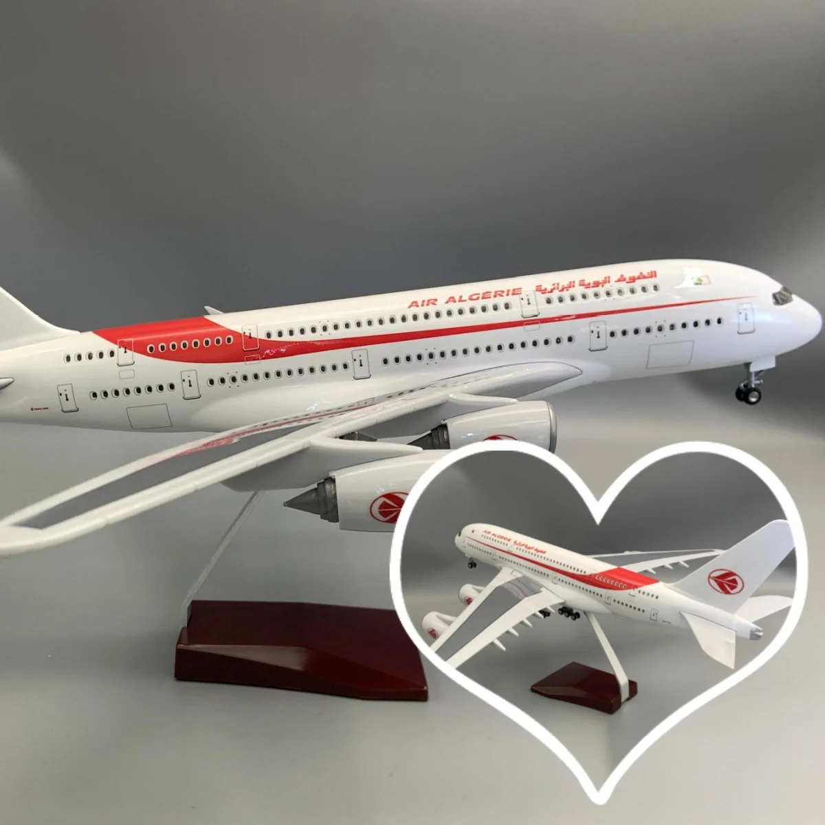 47CM Scale Air-bus 380 AIR Algeria A380 18inchs Large Model Collectible Miniatures Airplane Diecast Model Kits With Stand Displa