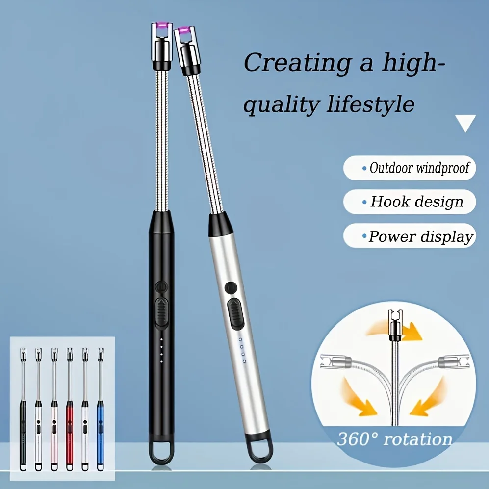 1PC Rechargeable USB Electric Lighter - Windproof, Flameless Ignition, Suitable For Candles, Barbecues, And Camping - Durable