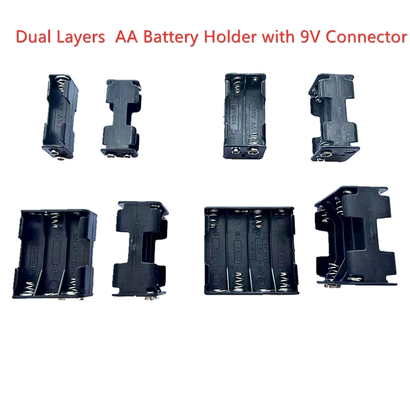 10 sztuk uchwyt baterii AA 3V 6V 9V 12V dla 2X 4X 6X 8X AA baterie czarny plastikowy pojemnik do przevhowywania Box Case podwójna warstwa ze złączem