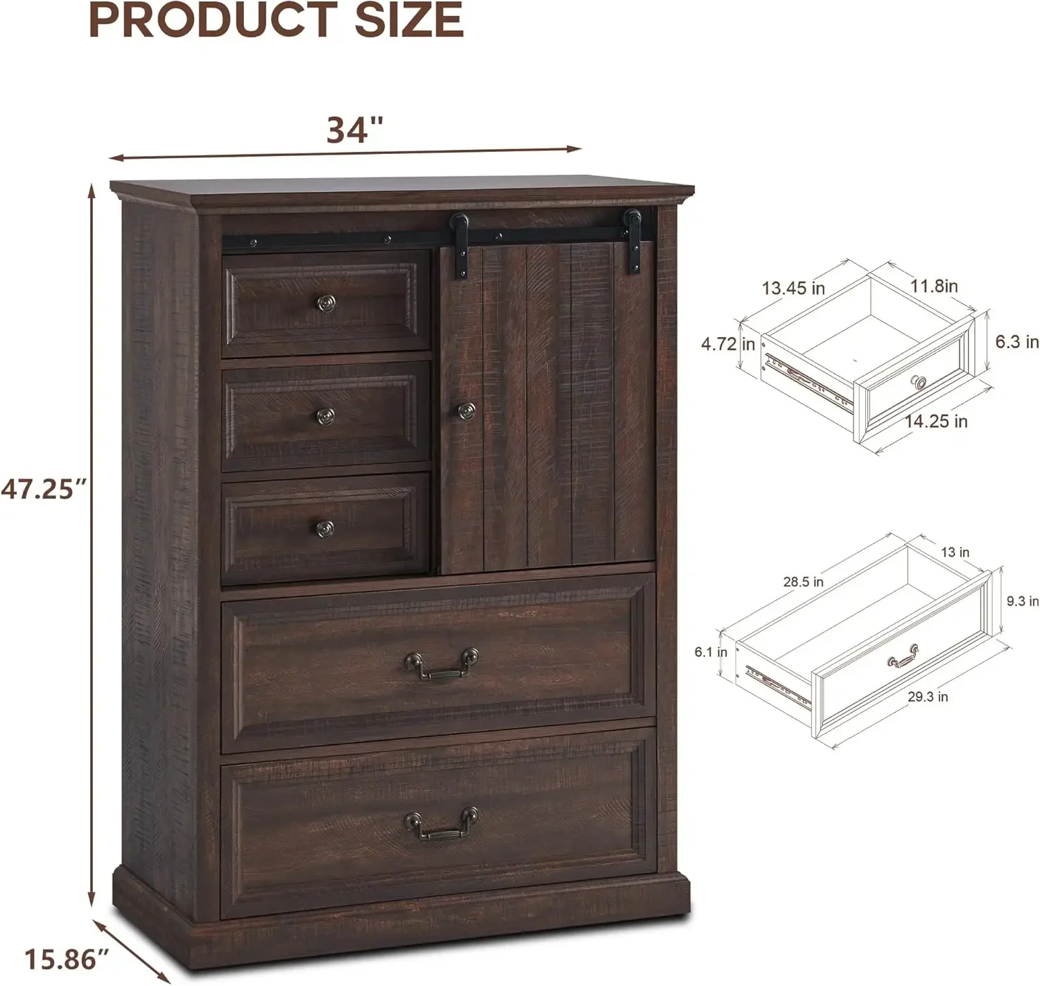 Farmhouse Buffet Cabinet with Storage, 47