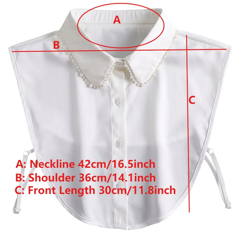 Formal Fake Collar for Mens and Womens Beads Decoration  Spring and Autumn Sweater Half Shirt Detachable Bottoming Fake Collars
