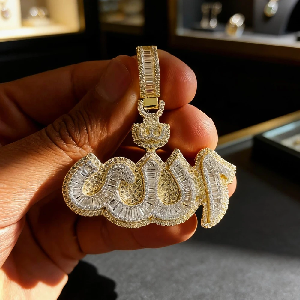 بلينغ جديد Allāh قلادة قلادة مع سلسلة التنس جودة عالية مثلج خارج مايكرو تمهيد زركون الهيب هوب موضة للهدايا