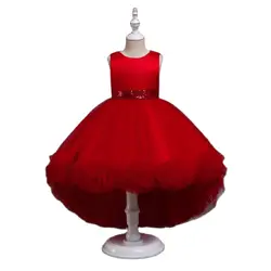 Red  fluffy children's princess dress for 2 to 10 Year  girls sleeveless party dresses  elegant KID child clothing