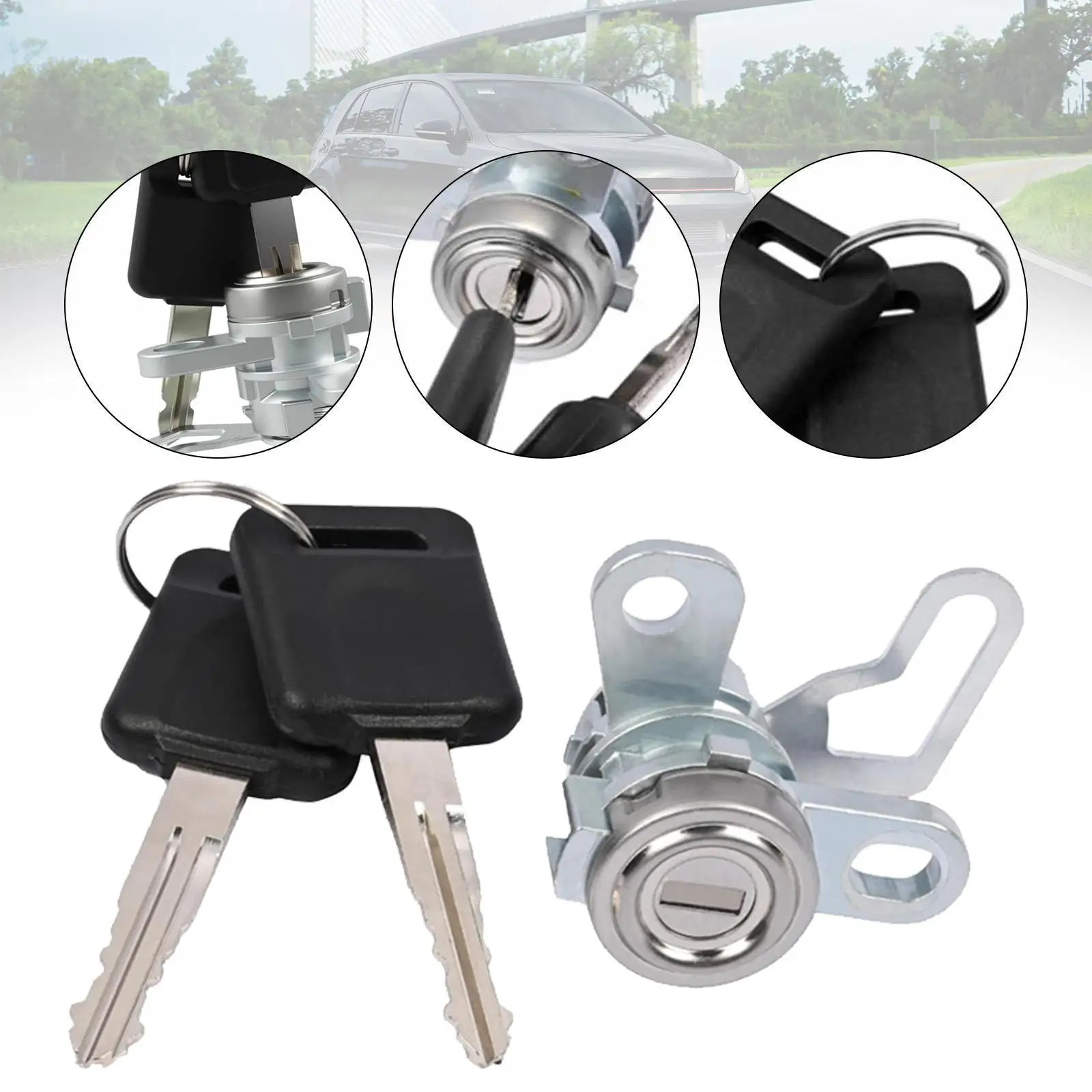 

Tailgate Door Lock Cylinder Practical Metal with 2 Keys K3477-ea826