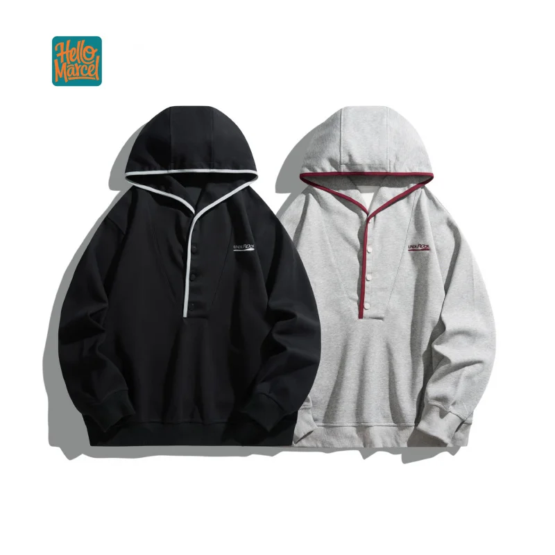 HELLOMARCEL EU US Size Luxury Quality Men'S Hoodie Street Wear Vintage Autumn Unique Design Loose Fit Hoodie