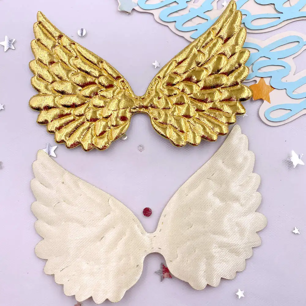 Glitter Bepowder Cloth Padded 10CM AB Pretty Angel Big Wings patch  DIY Wedding Appliques Decoration Craft SE359