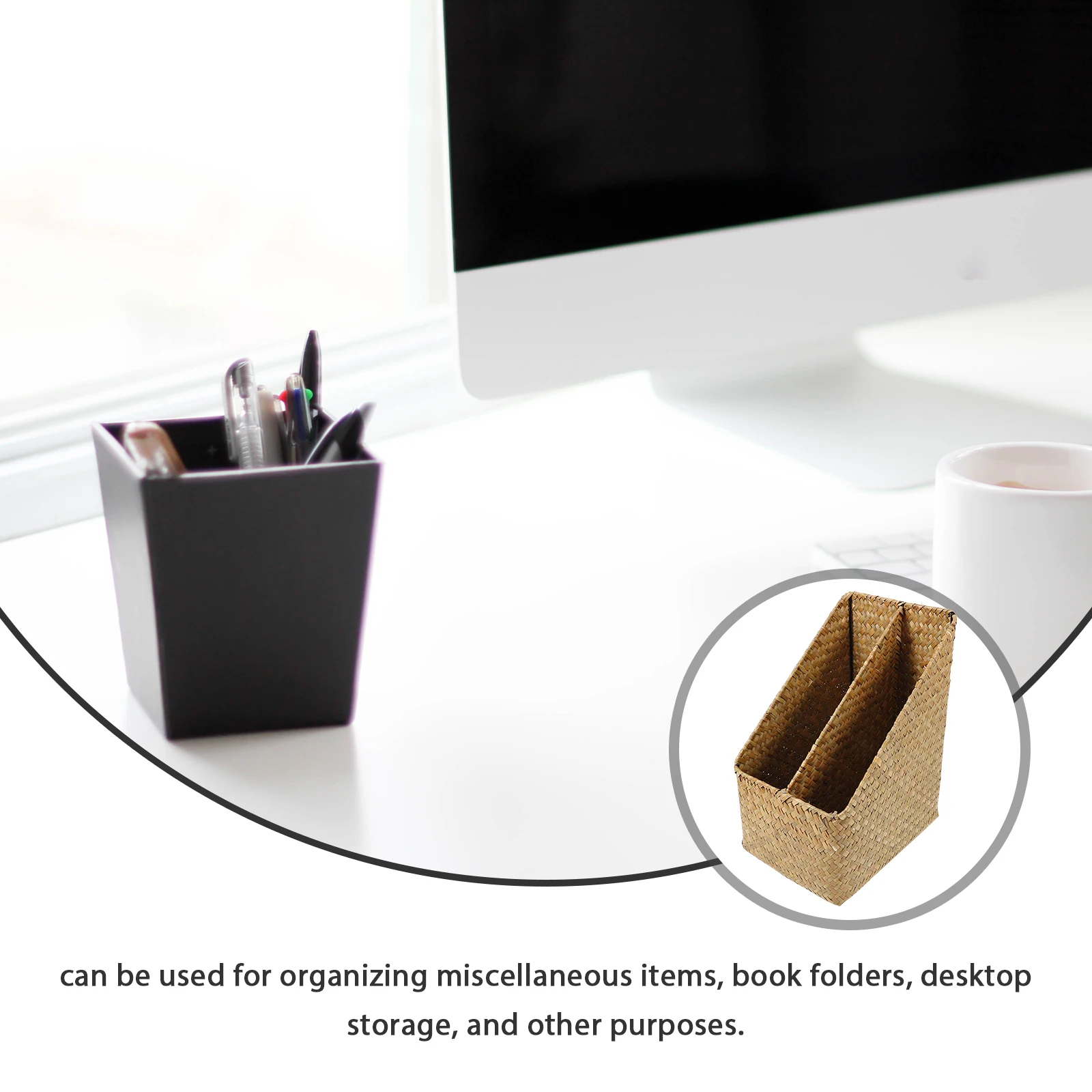 

Straw Storage Box Large Baskets Book Cloth Organization Desktop Organizer Natural