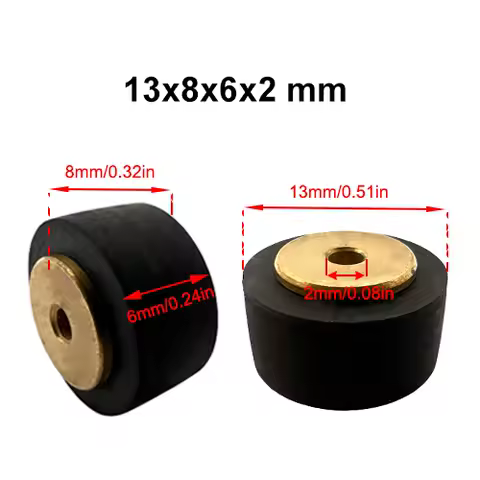 13x8x6x2 Copper Core Rubber Pinch Roller Belt Pulley For Sharp 700 777 800 Sanyo 4500 Audio Radio Recorder Tape Deck Movement