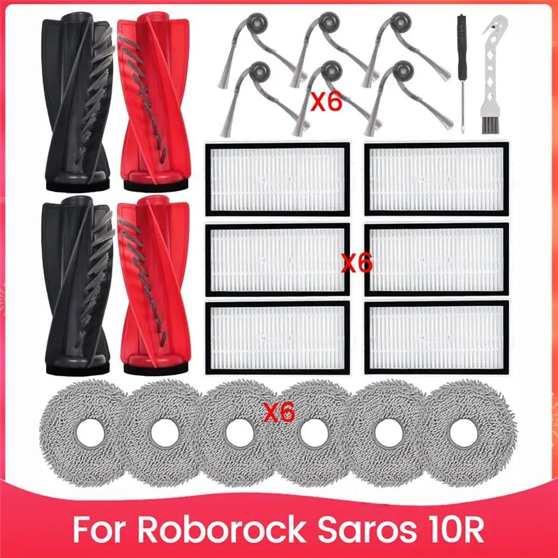 【Great Sale】Replacement Parts For Roborock Saros 10R Robot Vacuum Cleaner Accessory Set Main Side Brush HEPA Filters Mop Pads