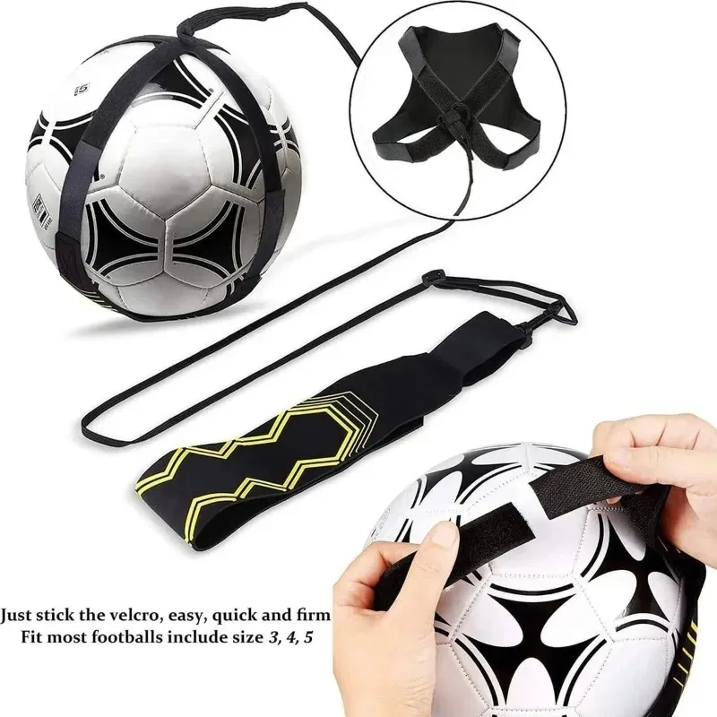

Football Kick Trainer Soccer Training Aids Hands Free Throw Sole Practice Equipment for Kids with Adjustable Belt Elastic Rope