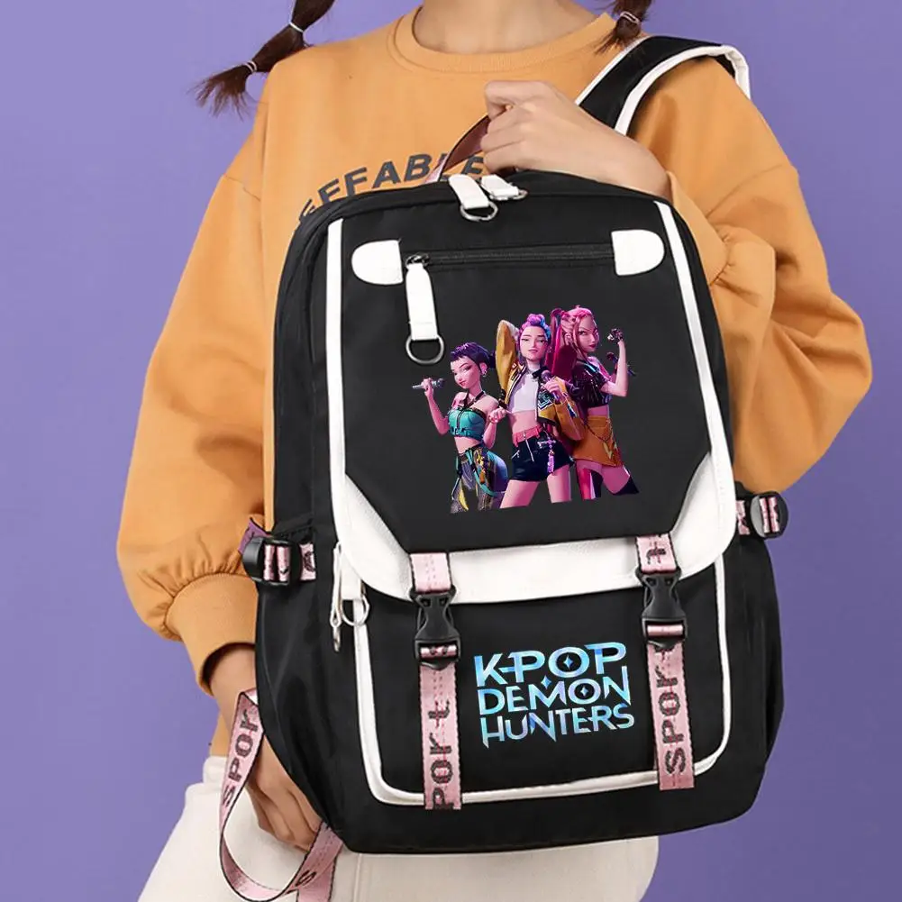 حقيبة المدرسة للمراهقين ل KPop للصيادين شيطان طباعة حقيبة حقيبة كمبيوتر محمول لطيف للفتيات حقيبة الكتب لحرم الجامعي الجامعي