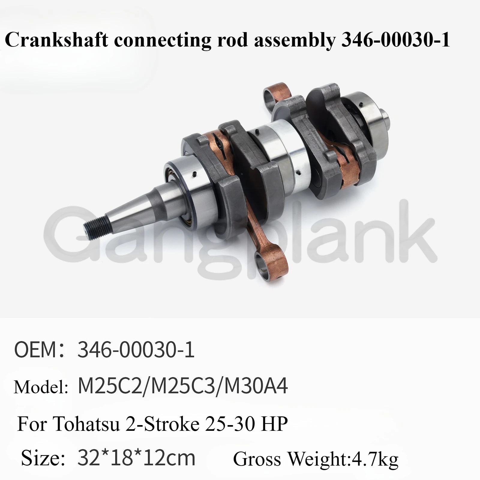 For Tohatsu 2-stroke 25-30hp Outboard Motor Crankshaft Connecting Rod Assembly 346-00030-1