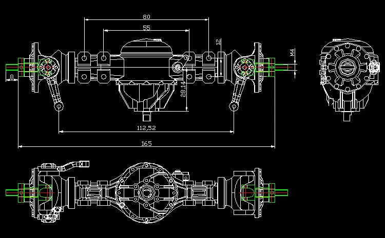 RC 1/14 Metal Front Axle with Differential Lock for Tamiya Hydraulic Excavator Loader Dump Truck for VOLVO Tipper DIY Parts