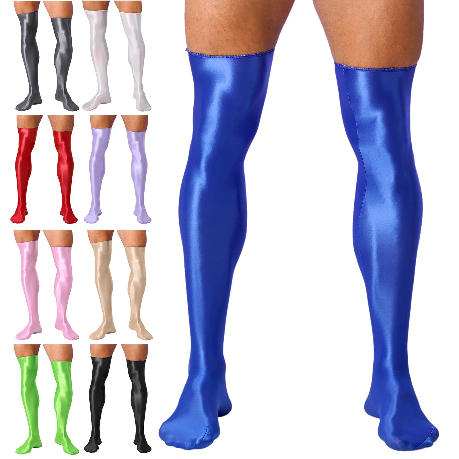 Mens Socks Shiny Oil Tights Hosiery Leggings Novelty Socks Ultra-Thin Pantyhose Sheer Ice Silk Stockings Pole Dancing Nightwear