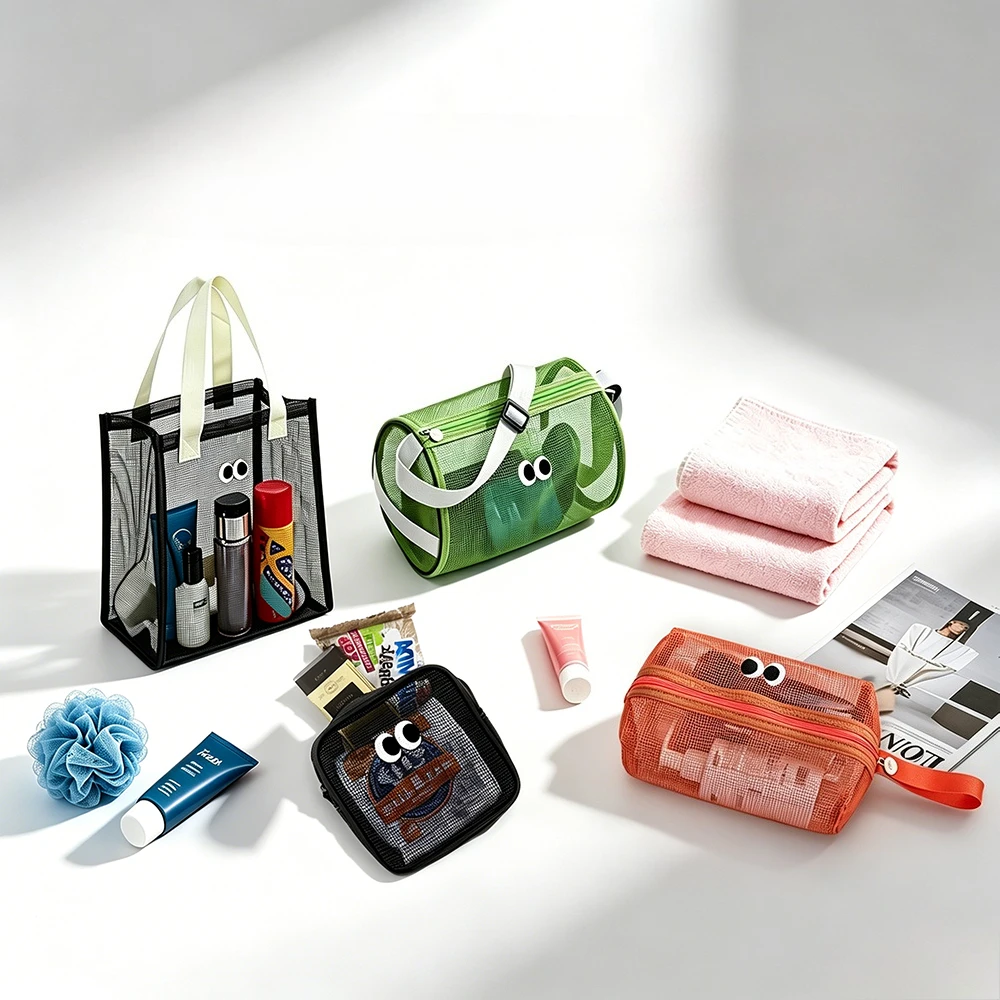 Tote Bag Beach - Cute Eyes Mesh Beach Bag Set