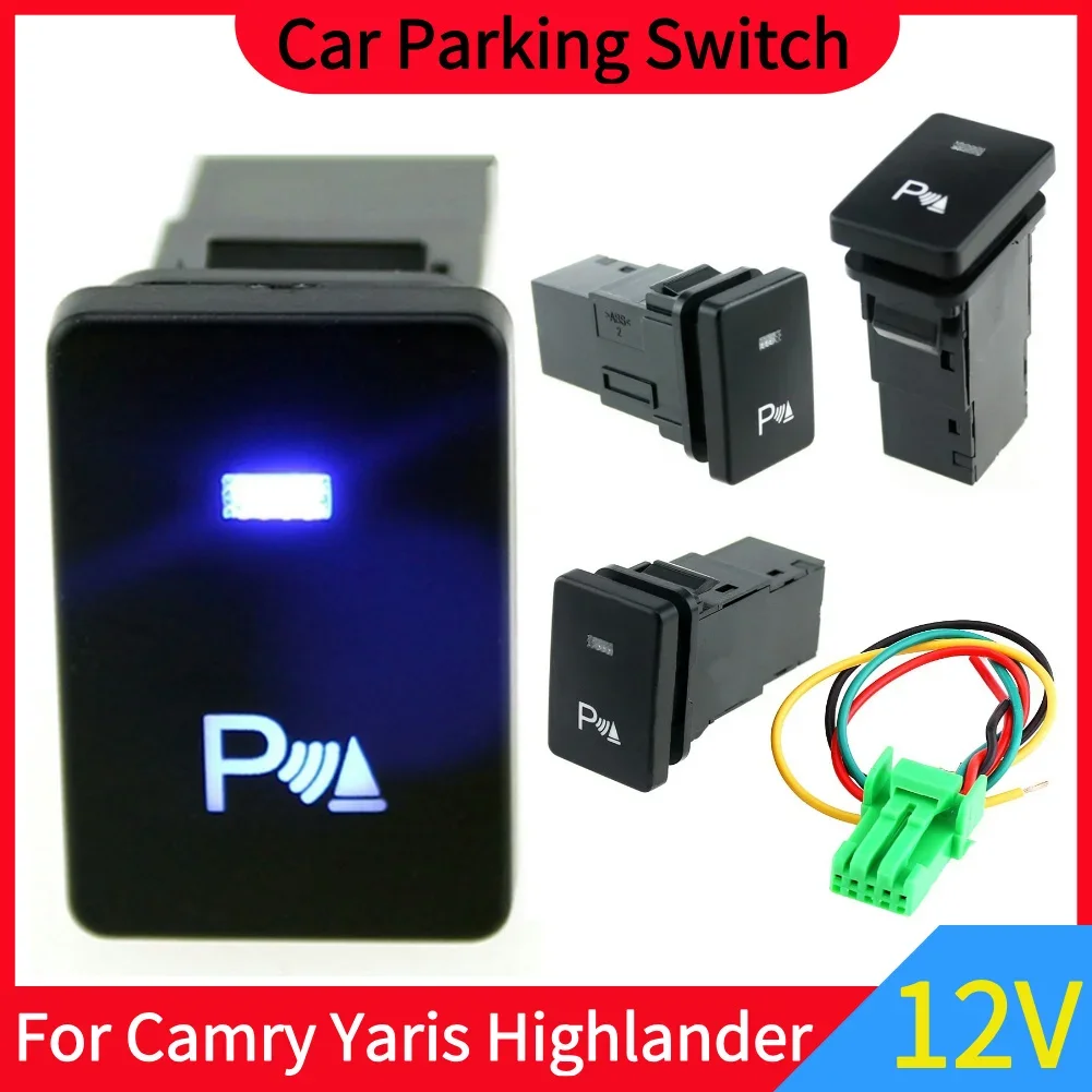 12V Blau Led Parkplatz Schalter Taste Mit 150mm Kabel Für Toyota Camry Yaris Corolla Highlander Prius Auto auto Zubehör