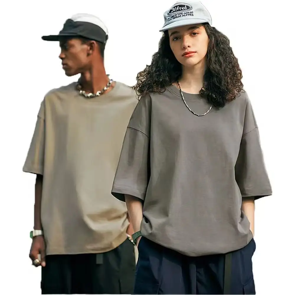 High-end fashion 270g crew-neck short-sleeved 100% cotton short-sleeved T-shirt custom-made for men, loose-fitting and breathabl