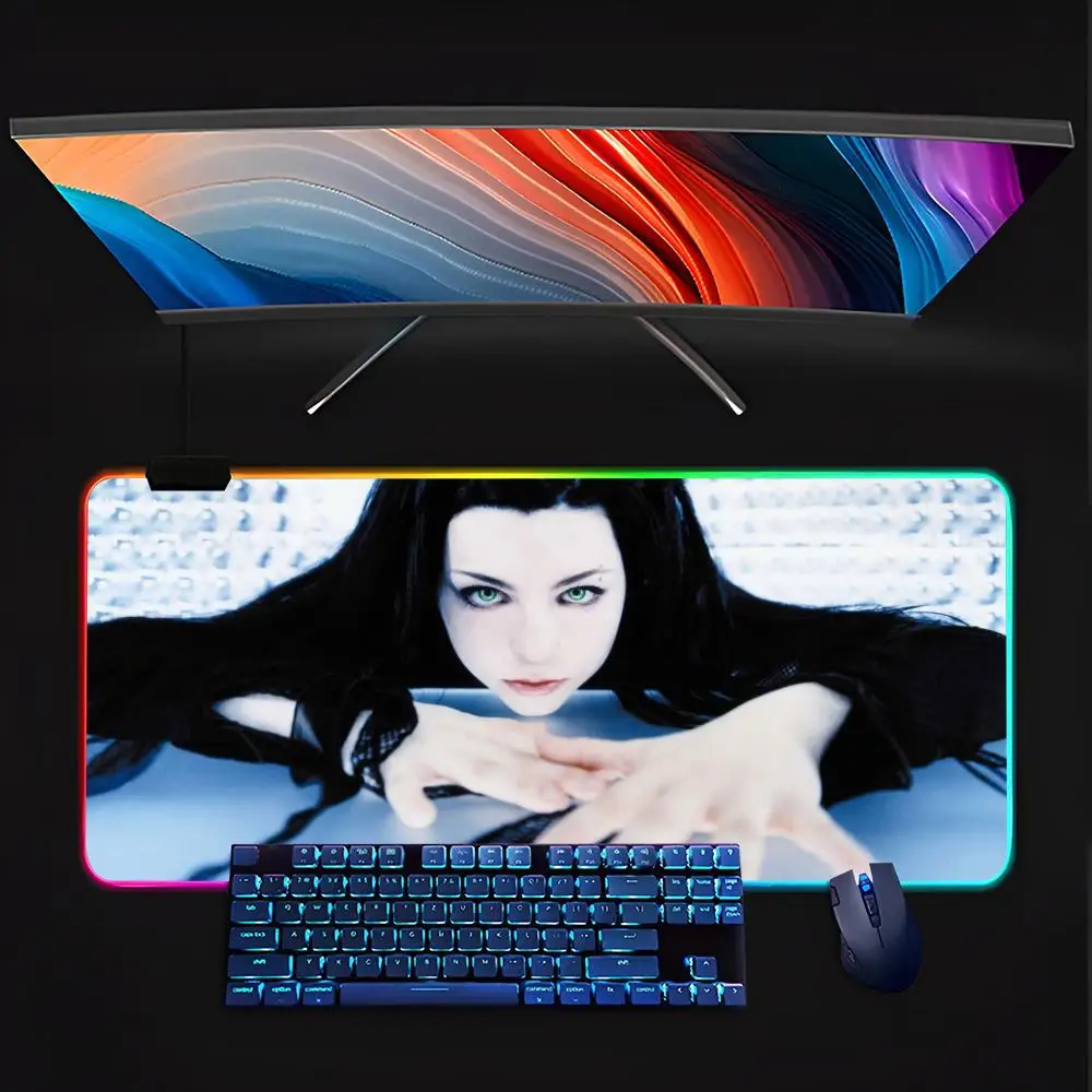 

Amy Lee Mouse Pad Keyboard LED RGB Pc Gamer Glowing Rubber mause pad Cute Cartoon Gaming Computer csgo lol pubg