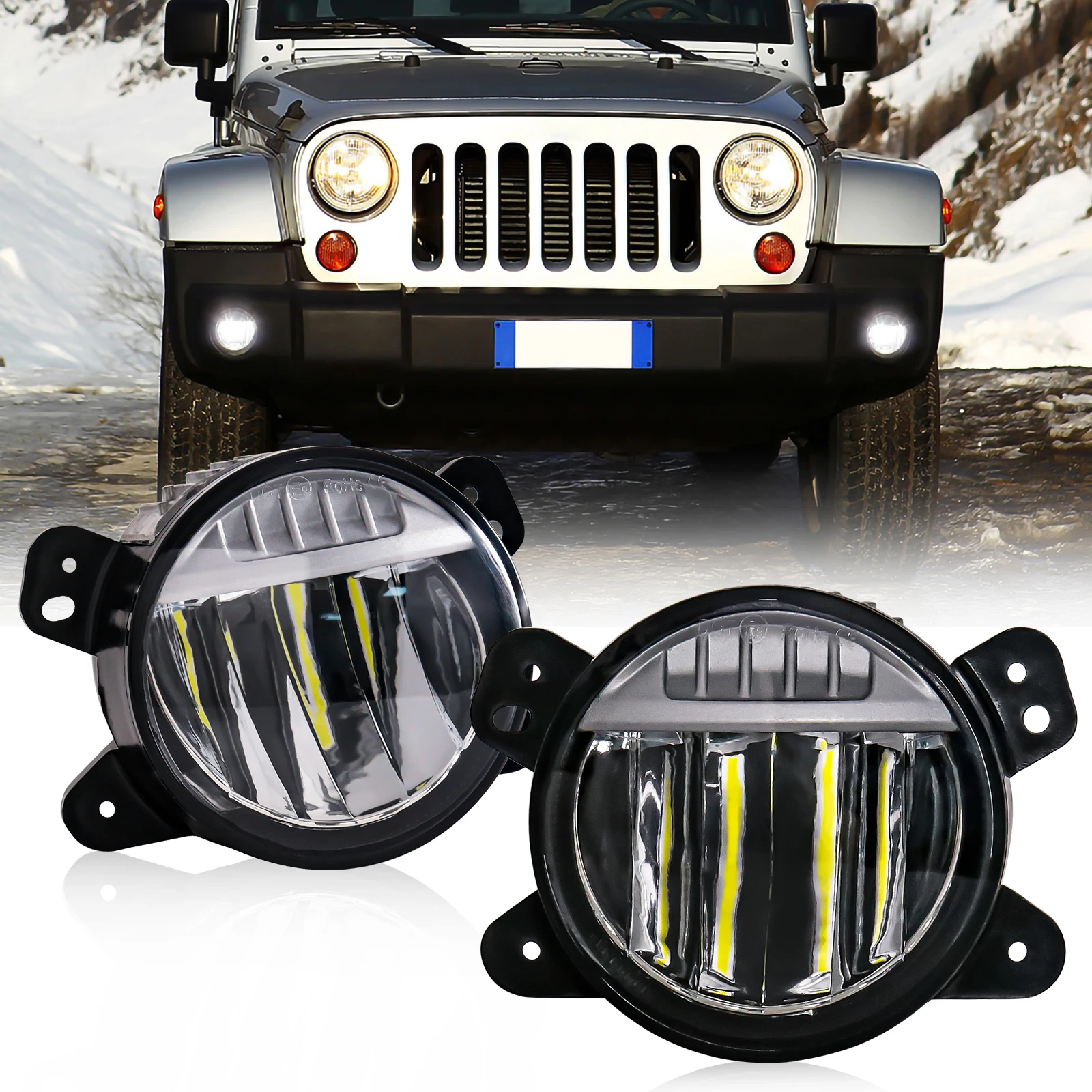 

Car Front Bumper Fog Light Assembly For Jeep Wrangler JL White LED Daytime Running Light DRL Headlight Off Road 6500K Waterproof