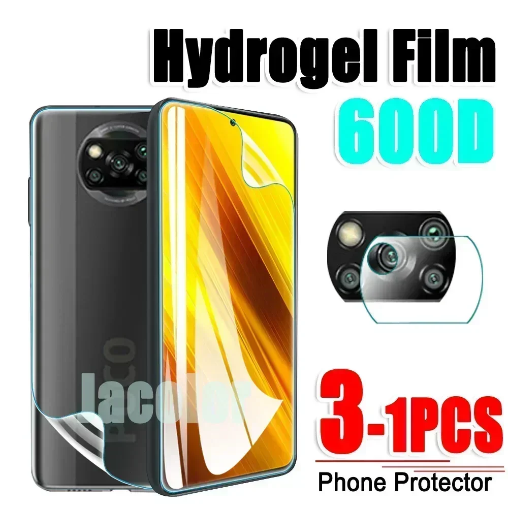 

Safety Hydrogel Film For Xiaomi Poco X3 NFC Screen Protector/Back Cover Film/Camera Glass POCOX3 GT Pro Xiomi Water Gel Film HD