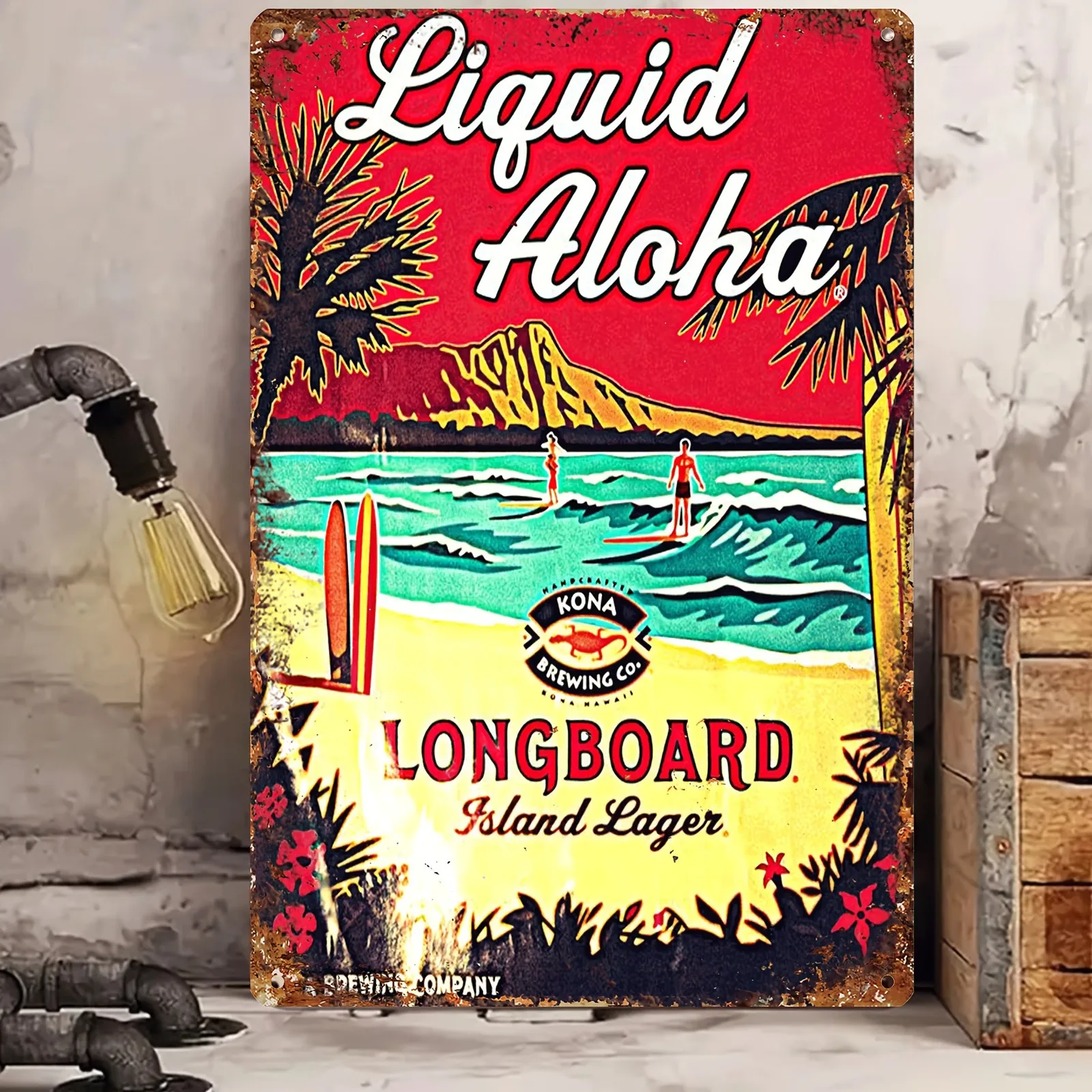 Vintage Liquid Aloha Kona Brewing Tin Metal Signs Home Décor 8x12
