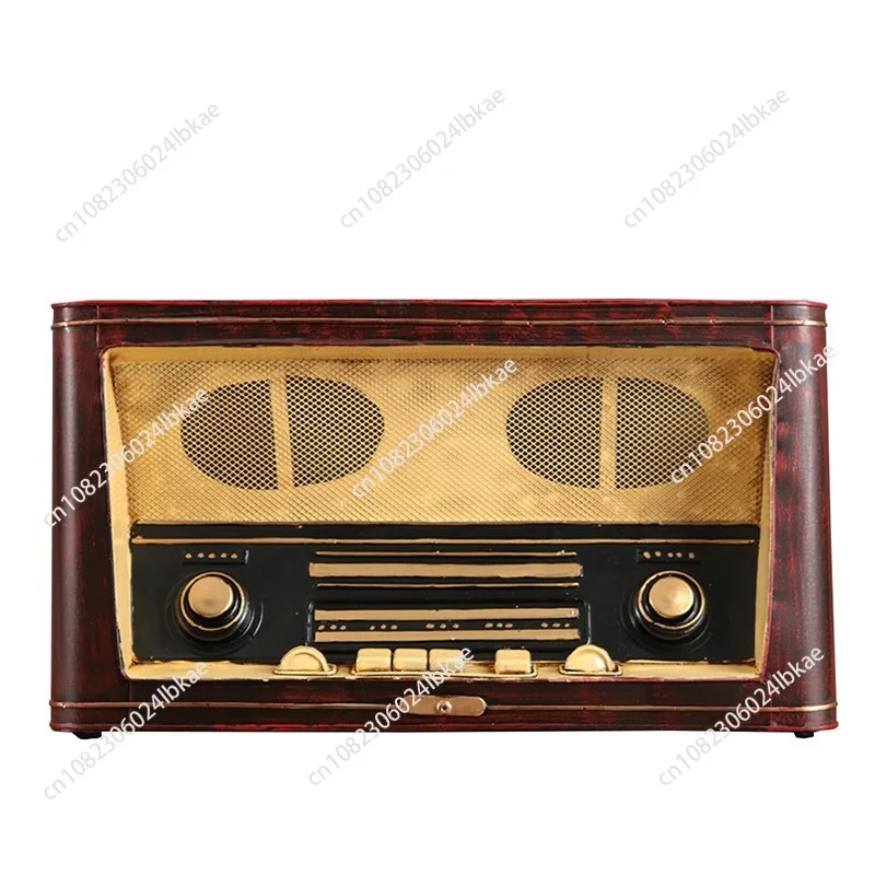 Retro old wrought iron radio recorder ornament model Republic of China home cafe decoration