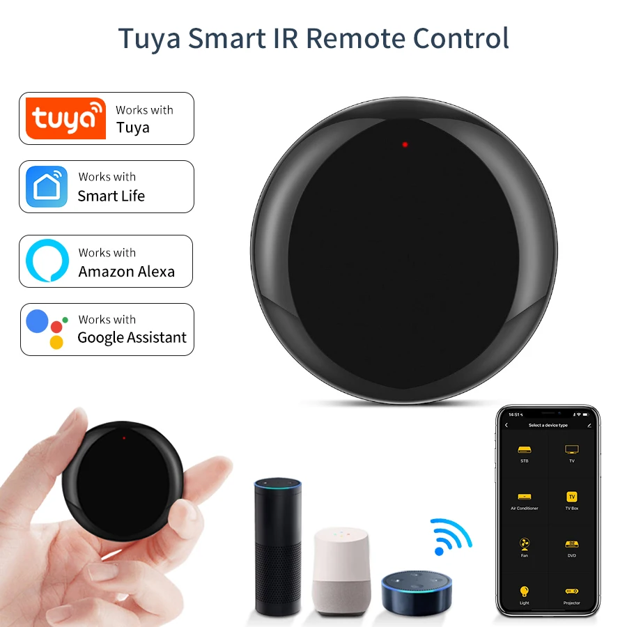 

Smart Wifi IR Remote Control Tuya Smart Home Universal Controller For Air Conditioner Tv Works With Google Home Yandex Alexa