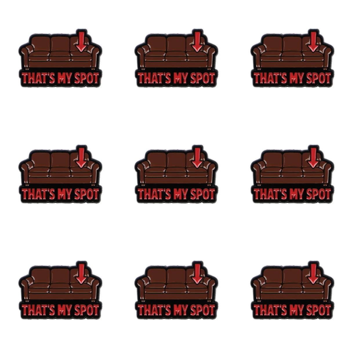 9pcs That's My Spot Enamel Pin Set Sofa Quote Brooch Funny Badge for Backpack Jacket Clothing Cute Jewelry Gift