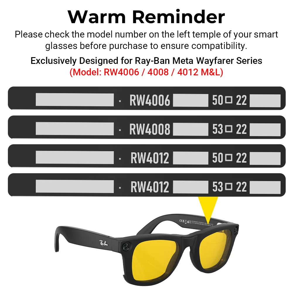 Hibloks Ray-Ban Meta Wayfarer ve GEN 2 RW4012/RW4008/RW4006 Akıllı Hibloks Ray-Ban Meta Wayfarer ve GEN 2 RW4012/RW4008/RW4006 Akıllı