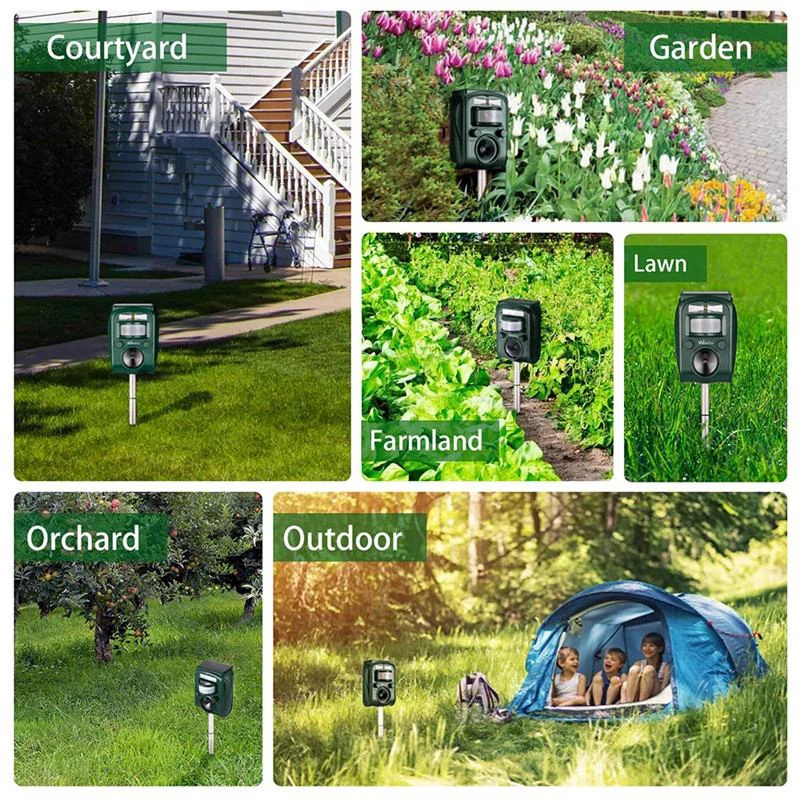 Solar Powered Outdoor Animal Repeller Motion Sensor Garden Flash Light Dog Cat Raccoon Rabbit Animal Dispeller Keep Animals Away