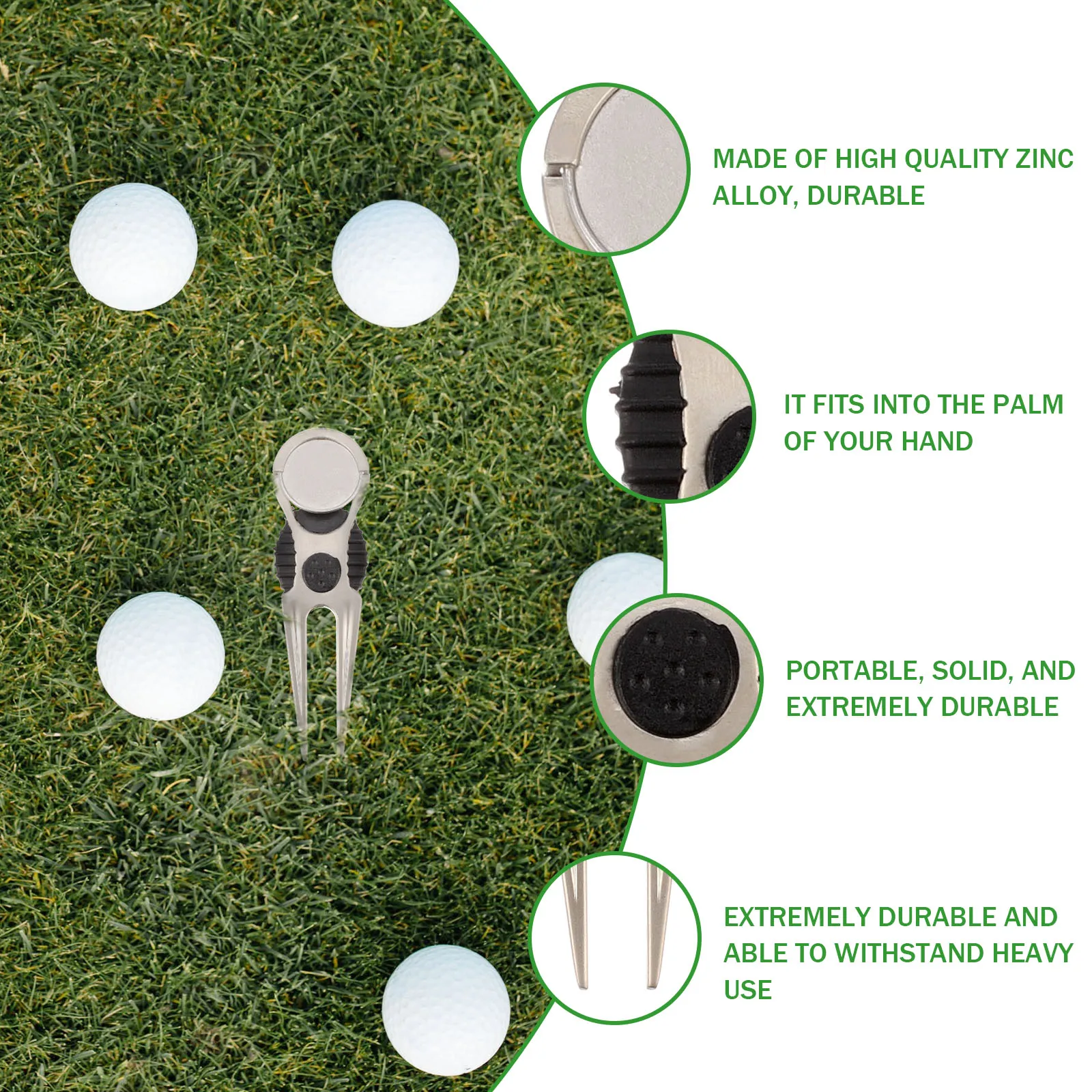 Golf Green Fork Divot Fixer and Ball Marker Tool Repair Toolst Pitch Accessories Maker