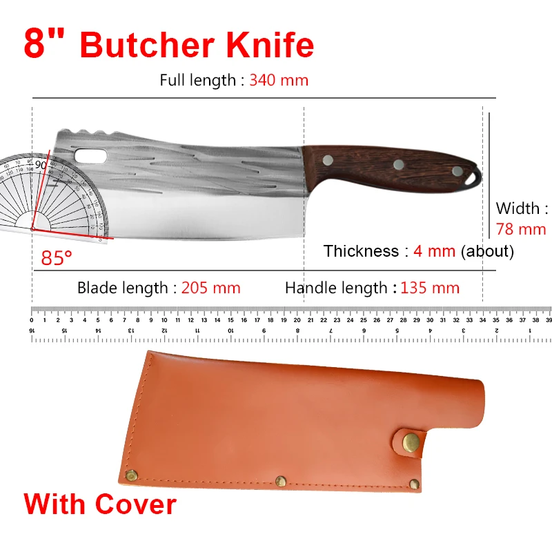 Chop Bones Chopping Knife Cleaver Meat Slaughter Butcher Knife Utility Knife Hand Forge Blade Wooden Handle Heavy Kitchen Knives
