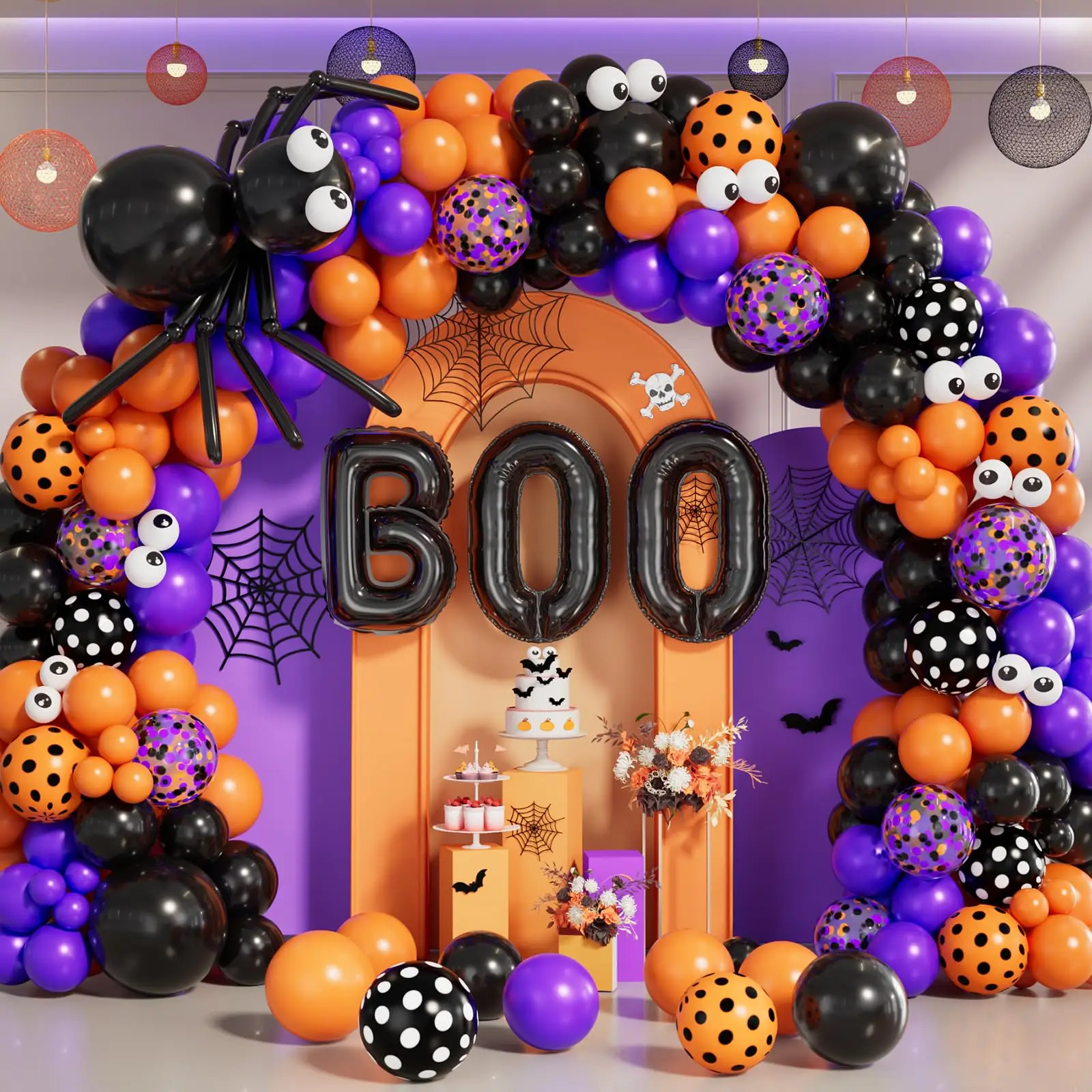 122 Stück BOO Halloween Ballon Girlande Bogen Kit Halloween Thema Party Hintergrund Geburtstag Babyparty Dekoration
